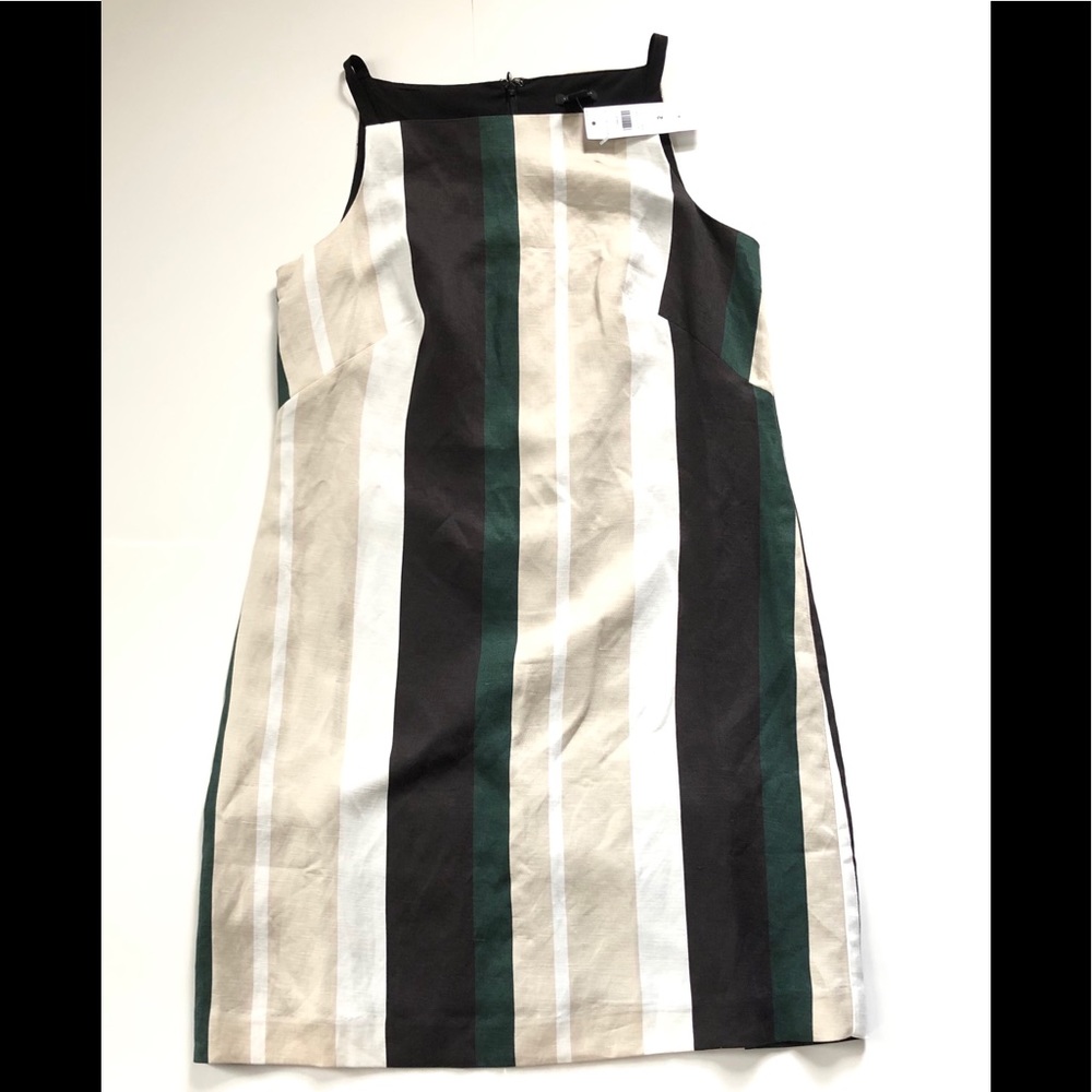 Ann Taylor Linen Stripe Square Front Dress - Picture 2 of 10